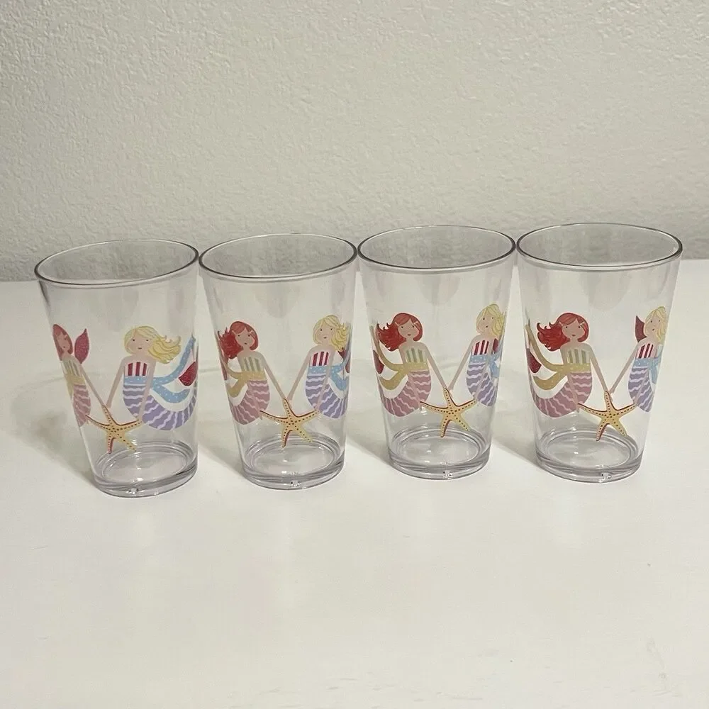 Pottery Barn Kids Mermaid Melamine Plates and Cups Lot